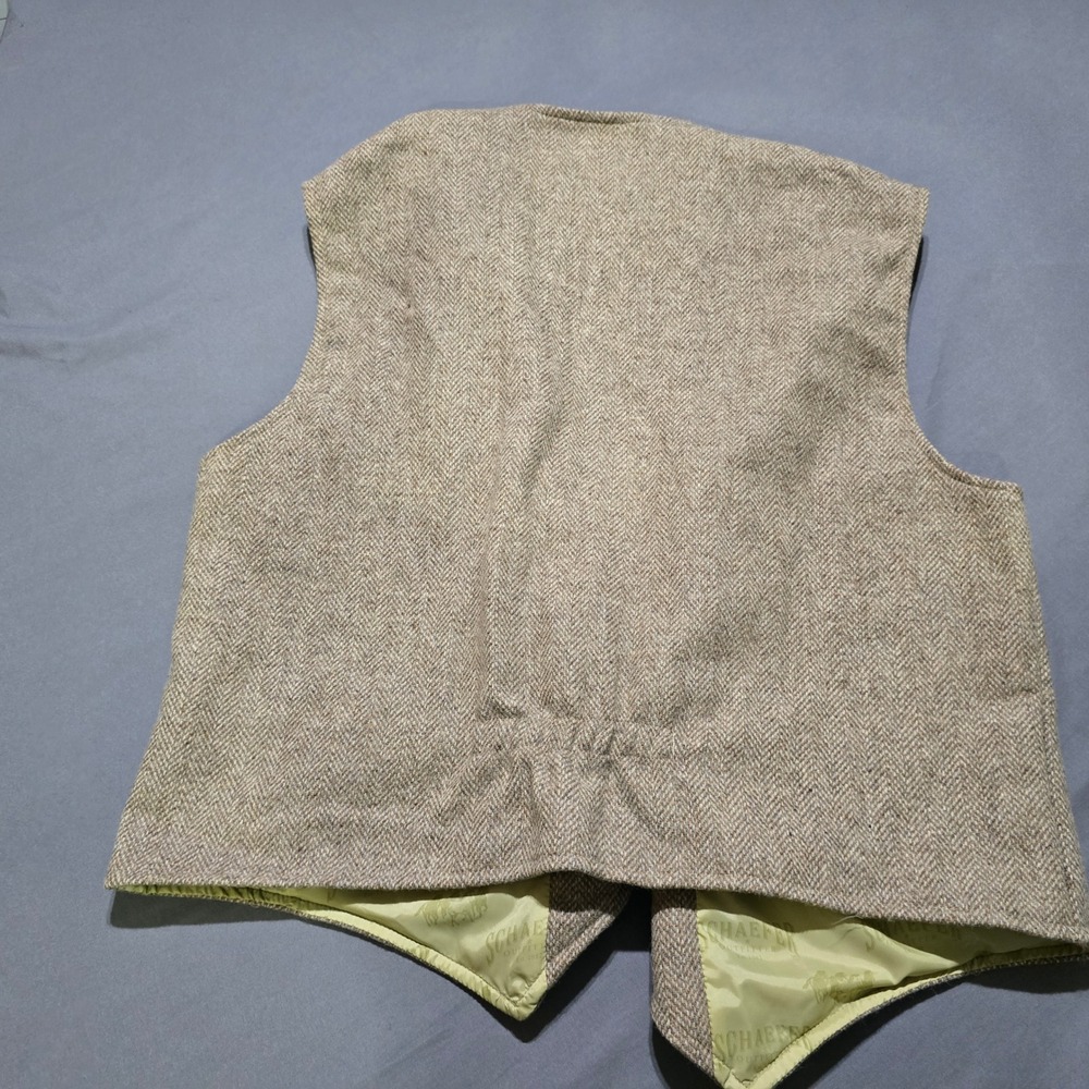 Schaefer Outfitter Vest Mens 2XL Tan Herringbone Wool Silver Anniversary 707 - Picture 5 of 6